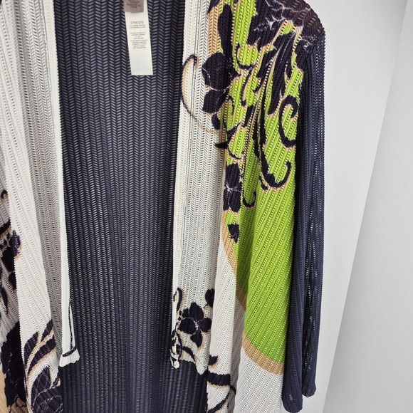 Chicos Easywear Open Front Waterfall Cardigan Women Sz 1 Floral Print Resortwear - Picture 4 of 11